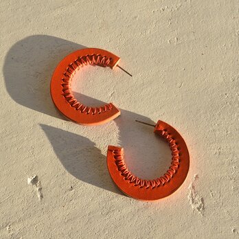 C【レザーピアス】"orange"