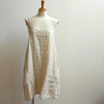 シンプルなリネンキャミワンピース＊アンティークベージュ