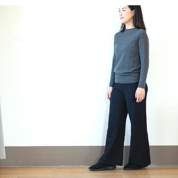 ［榊染め］ラムWフェイス、ハイウェストニットパンツ【Organic Cotton】の画像