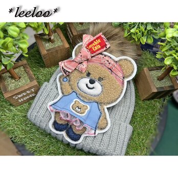 ★くまさんのお気に入り★フリルデニムワンピース★くま柄★大15.5-1枚の画像