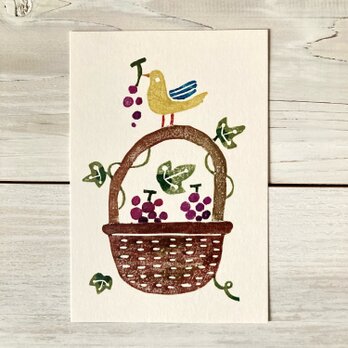 ポストカード2枚セット・版画「ぶどうの収穫」の画像