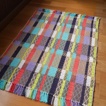 カラフルコットンの手織りマット　65cm×98cmの画像