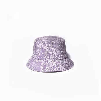薄紫色、花柄シルク着物リメイク、バケツハット、オリジナルサンプル MZ originalの画像