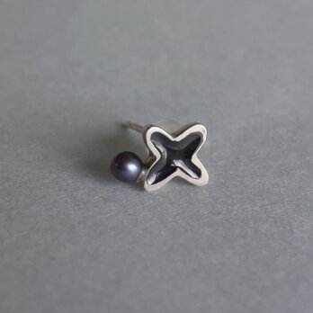七宝ピアス　ブラックパール　シングルの画像