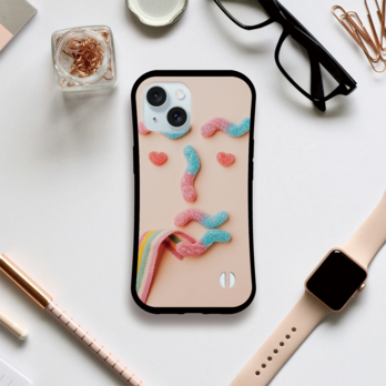 iPhoneケース　グリップケース　カラフルシュガー　送料込みの画像