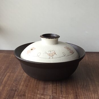 リムポット　鳥彫 桃の画像