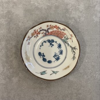 小皿　染綿花鳥の画像