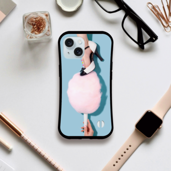 iPhoneケース　グリップケース　コットンキャンディー　送料込みの画像