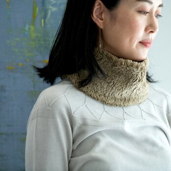 カカオ染め　Organiccotton Fur ふわふわネックウォーマー【Short size】の画像