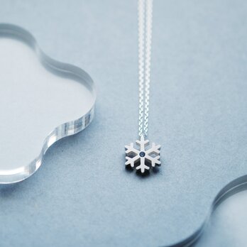 アクアマリン ミニマル 雪の結晶 ネックレス シルバー925の画像