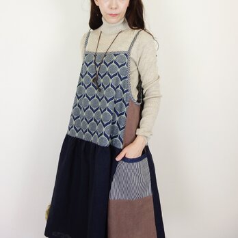 [予約販売] ヨーロッパリネンネイビーと北欧風キャミワンピースの画像