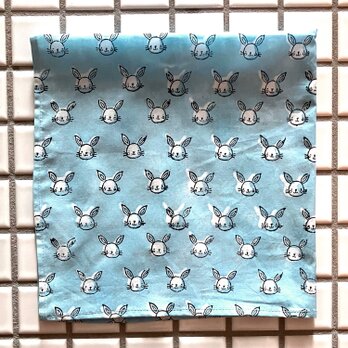 インド ブロックプリント バンダナ ハンカチ52cm ラビットフェイス ピンク CH 兎 うさぎ バニー IH0040のコピーの画像