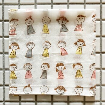 インド ブロックプリント バンダナ ハンカチ52cm パペットキッズ ホワイト地 こども 指人形 CH IH0038の画像