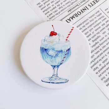 喫茶店のクリームソーダ　コンパクトミラー　blue ソーダ水の画像