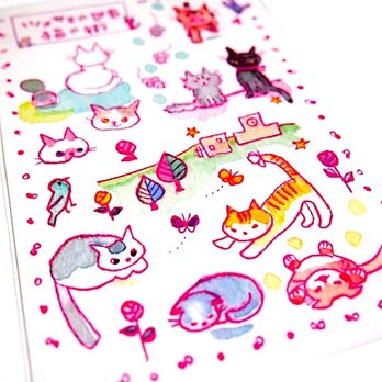水彩シール「猫の街」の画像