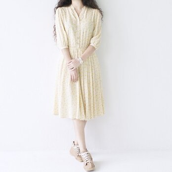 【M】春にピッタリ可愛い小花柄シンプルな七分袖OP♪