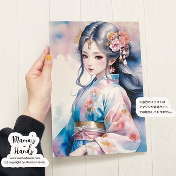 A4 ポスター クシナダヒメ 乙女 奇稲田姫  櫛名田比売 水彩画 スピリチュアル 開運 イラスト アートの画像
