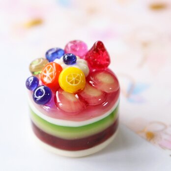 ＊期間限定SALE＊ガラスのミニチュアフルーツケーキ（フルーツ増量）　★ガラスのミニチュア洋菓子店★の画像
