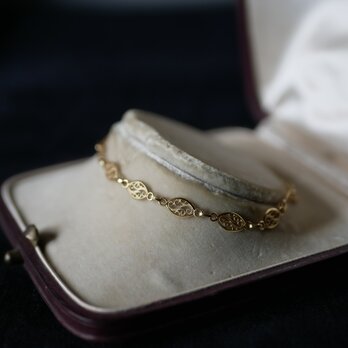 【FB-06】K18 フィリグリーブレスレット　フランスアンティーク　アンティークブレスレット