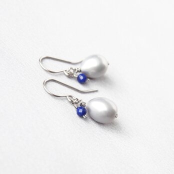 Drop Pierce（淡水パール×ラピスラズリ）の画像
