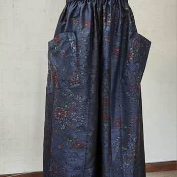 大島紬リメイク　パッチワークワイドパンツの画像