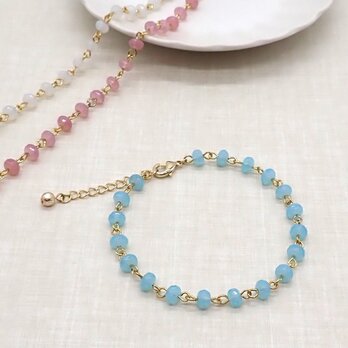 《３色から選べる》ボタンカットビーズブレスレット