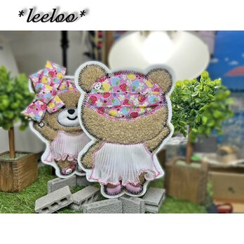 ★くまさんのお気に入り★後ろ★パンダといちご柄★プリーツワンピース★大15.5-1枚の画像