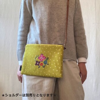 型染め サコッシュポーチ・M「小さな花束」