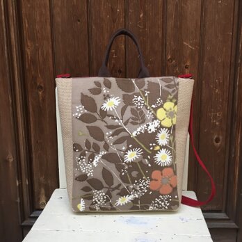 2wayショルダー　トートバッグ　ヴィンテージ　野の花ブラウンの画像