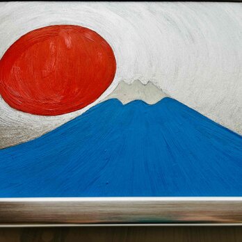 【開運・仕事・学業運】「青富士2」特大・油彩・額装・原画・風水の画像