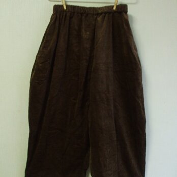 茶色 太目コーデュロイ素材 ポケット４個付きサルエル風パンツ Ｍ～ＬＬサイズ　綿１００％