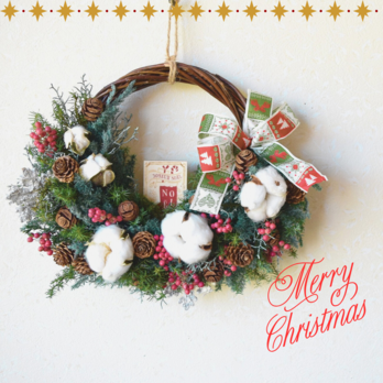クリスマス超早割/北欧柄リボンがアクセント木の実がいっぱい！！クリスマスハーフリースの画像