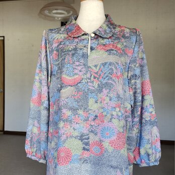 着物リメイク　チュニックブラウスの画像