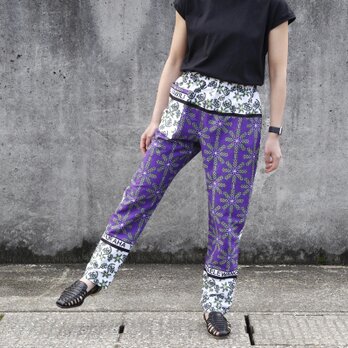 カンガのジョッパーズパンツ（ ペイズリーフラワー パンジー ）アフリカ布パンツ カンガパンツ