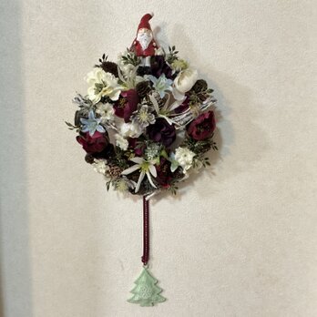 クリスマス飾り★壁掛けタイプ  （クリスマス、サンタクロース、アーティフィシャルフラワー）の画像