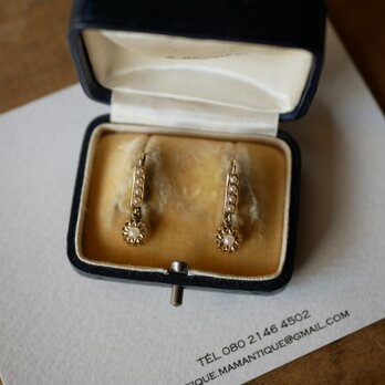 【FE-14】　シードパール　K18　透かし細工　アンティークピアス　フランスアンティーク