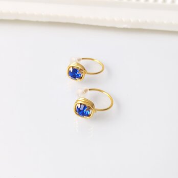 〈痛くない〉ブルービジュー×ジュエリーワイヤーイヤリング・ノンホールピアス・フェイクピアス(両耳用)(調節可能)の画像
