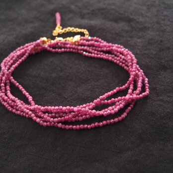 【k14gf】Ruby Necklace／ルビー ３連ネックレス（S size）の画像