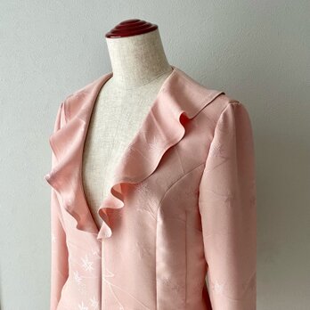ペプラム & フリルカラージャケット/ kimono flared and frilled collar jacketの画像