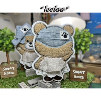 ★くまさんのお気に入り★後ろ★ナチュラル系フリル付きワンピース★大15.5-1枚の画像