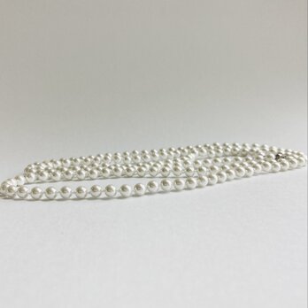 ガラスパール3Wayオールノットロングネックレス/6mm約121cm/ホワイト/R/made in japanの画像