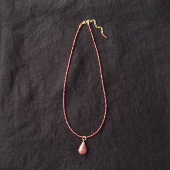【K14gf】Colored Stone Plane Necklace Set／Garnet × Sapphireの画像