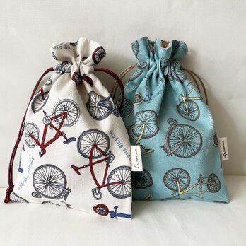 ミニ巾着　自転車の画像