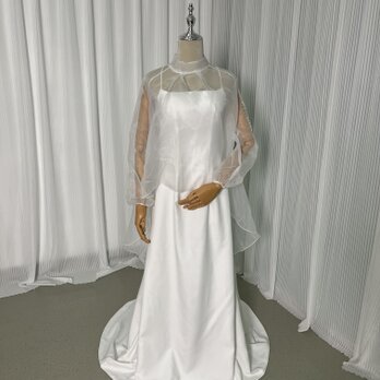 パーティードレス 2ways トップス シースルー袖 ふわふわ袖 妊婦 マット生地 前撮り 二次会の画像