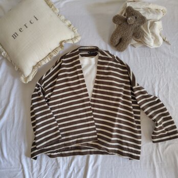 再販♡デラヴェ天竺ボーダーカーディガン 羽織もの 洗いざらし フリーサイズ