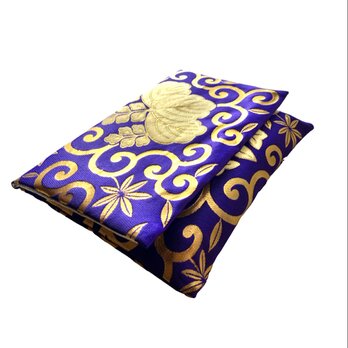 『皇花紋麗』　金襴織物御朱印帳袋　B5サイズ専用　花紋　桐紋　唐草　菊紋　紫　銀　御朱印帳ケース　御朱印帳ポーチ　桐生織物の画像