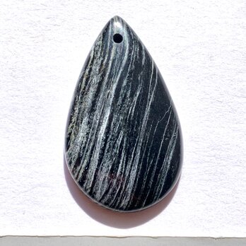 穴あきゼブラカルサイト[145] 33x20mm 30Cts　天然石 ルース／カボションの画像