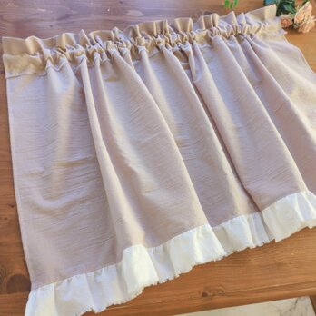 ダスティピンクコットン♪カフェカーテン♡ホワイトコットンミミフリル付きの画像