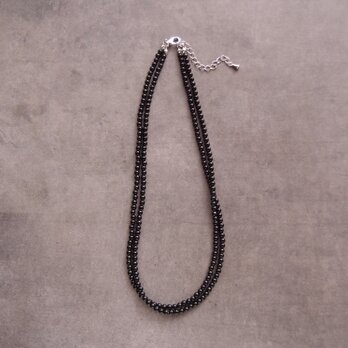 Black Onyx Plane Necklace／ブラックオニキス 2連ネックレス（Round）の画像
