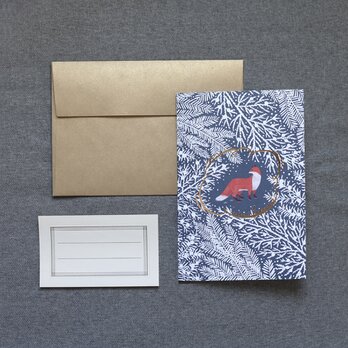 Season's Greetings メッセージカード キツネの画像